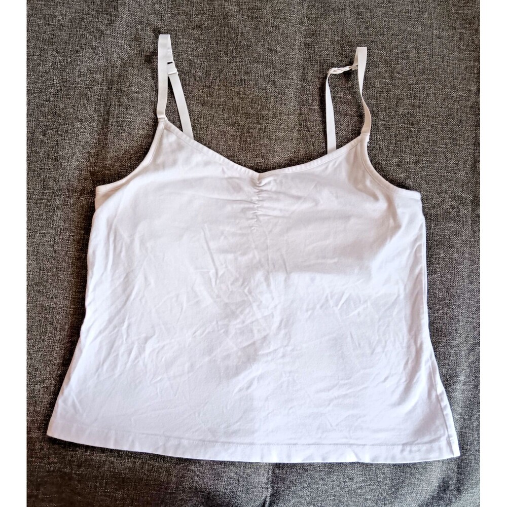 Shirt size 18 To 20 Strappy White Tank Blouse woman Built In Bra